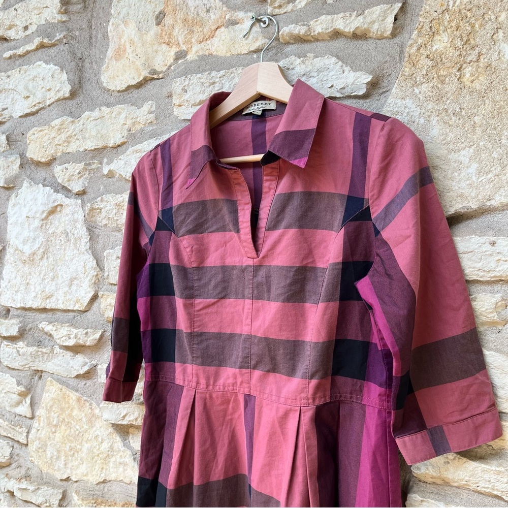 BURBERRY NOVA CHECK PLAID DRESS 3/4 SLEEVE L - Picture 3 of 7
